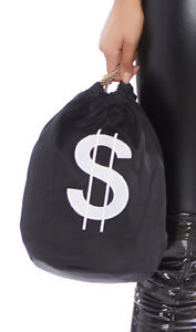 Money Bag Drawstring Pouch Dollar Signs Bank Robber Gangster Costume 997980