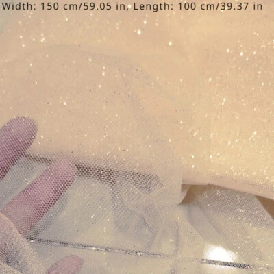 1M Glitter Sequin Tulle Sheer Mesh Fabric Shiny Gauze Wedding Dress Veil Cloth - Image 1 of 4
