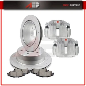 Rear Brake Calipers + Rotors + Pads For GMC Sierra 1500 Chevrolet Silverado 1500 - Picture 1 of 15