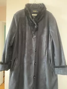 Elis Leather Classic Collection Black With Mink Women’s Coat Size 62 (size XL) - Picture 1 of 7
