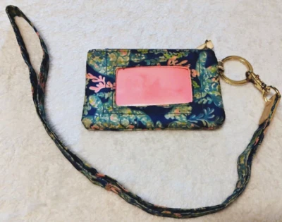 Cartera de viaje Lilly Pulitzer azul marino y rosa coral estuche de identificación con cordón a juego Foto 1 de 4
