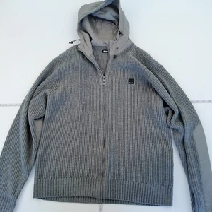 BENCH Hoodie XL Grey Mens Hooded Knit Full Zip Logo - Picture 1 of 10