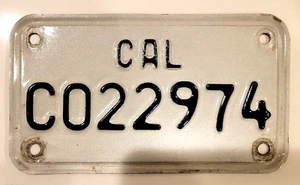 Vintage California Motorcycle License Plate ๐๏ธ CAL # CO22974 -- old CA - Picture 1 of 4