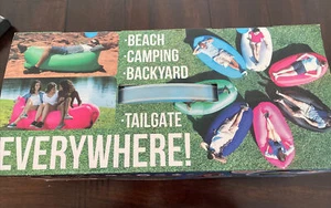 Pouch Couch Blue Inflatable Seating Polyester. Go Anywhere Lounger.As Seen On TV - Picture 1 of 5