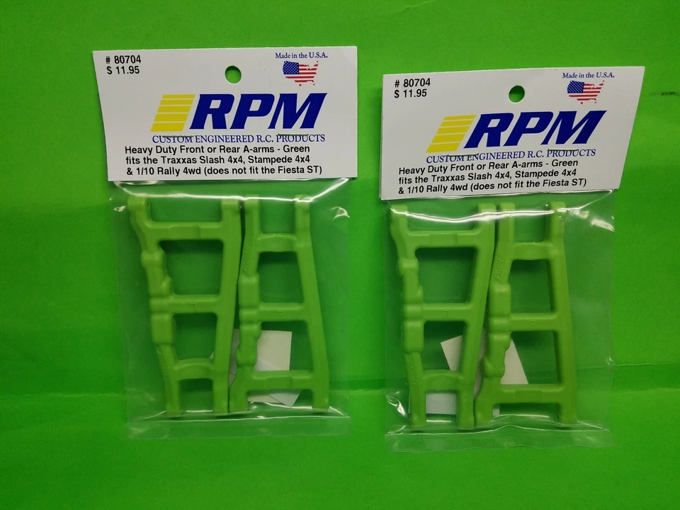 2 RPM 80704 Front Rear Green A-Arms /Fits Traxxas 4x4 Slash Stampede & Rally 4wd - Image 1 of 1