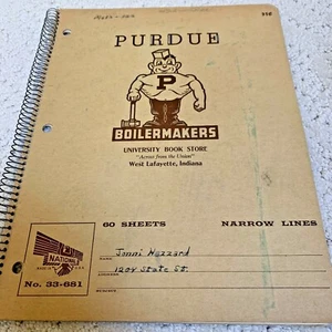 Vintage PURDUE BOILERMAKERS SPIRAL NOTEBOOK - Purdue Pete / ORIGINAL LOGO - Imagen 1 de 4