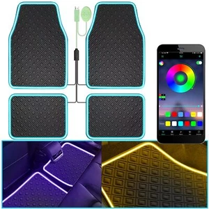 Car Floor Mats with Led Strip Light, Universal Fit Black Automotive Carpet, I... - Picture 1 of 7