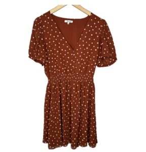 Madewell Minikleid mit gesmockter Taille Damen L Tintentopf Tupfen orange V-Ausschnitt L33952 - Bild 1 von 10