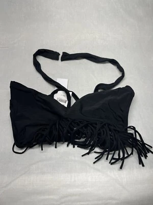 Top de bikini PilyQ para mujer nuevo con etiquetas negro halter con volantes elástico talla pequeña Foto 1 de 4