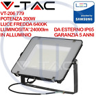 V-TAC PRO VT-206 Faro LED SMD Chip Samsung 200W 120Lm/W Colore nero 6400K IP65