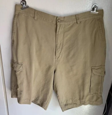 Шорты карго Tommy Bahama 100% шелк хаки желтовато-коричневые мужские размер 36 расслабленные плоские спереди - Изображение 1 из 4