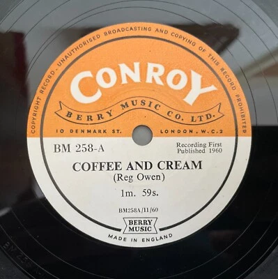 10” LIBRARY 78: REG OWEN - Cafe Society. CONROY. BM 258 - Image 1 of 2