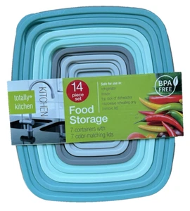 Totally Kitchen Food Storage Container Set Plastic 14 Pc Freezer Microwave Safe - Picture 1 of 4