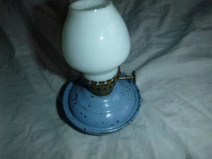 Vintage Kelly / Pixie / Nursery oil lamp Blue with white glass chimney - Picture 1 of 5