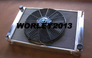 Aluminum radiator + fan for Triumph TR8 3.5 V8  1978 1979 1980 1981 manual - Bild 1 von 9