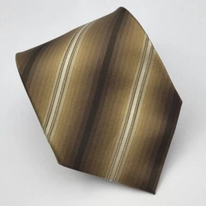 John Ashford Silk Tie Brown Gold Gray Stripes Men Necktie 56.5 x 3.75 - Picture 1 of 10