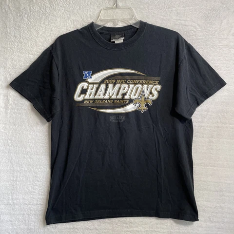 2009 Reebok Shirt Mens Small New Orleans Saints NFL Football Black Crew Neck Cover