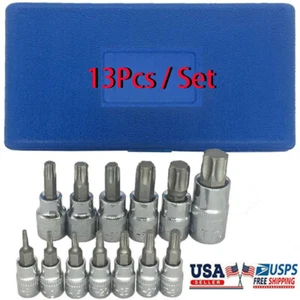 13Pcs Drive Male Female Torx Star Bit Socket T-socket Set Handheld Tool Case US - Picture 1 of 12