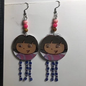 Dora The Explorer, Earrings, Dangle Drop, Beaded, Very Lightweight , Reversible - Picture 1 of 4