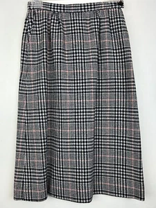 Vtg Pendleton Skirt Womens 4 100% Virgin Wool Houndstooth Navy White Pockets Y2K - Picture 1 of 8