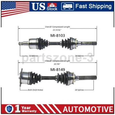Front CV Axle CV Joint For Mitsubishi Montero 2000 1999 1998 1997 1996 1995 1994 - Image 1 of 3