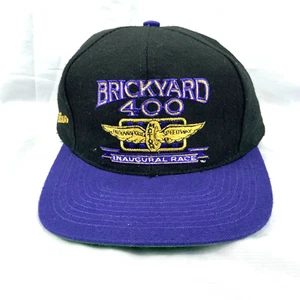 Vintage Brickyard 400 Logo Athletic Snapback Wool Hat Cap Adjustable Black - Picture 1 of 4
