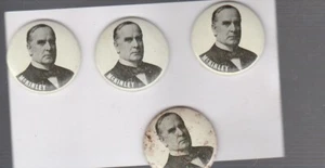 William McKinley Präsidentschaftskampagne Pinback Button Pin Reproduktion x 4 - Bild 1 von 1