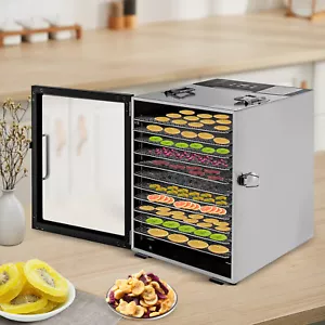 Asciugatrice a Scatti 12 Vassoi Acciaio Inox Commerciale Frutta Carne Timer Disidratatore Alimenti - Foto 1 di 23