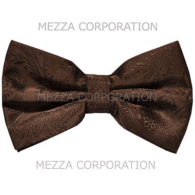 Nuevo formal para hombre pre atado pajarita patrón paisley fiesta boda graduación marrón Foto 1 de 3