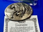 Running Horse Mustang Pewter Oval Vintage 1986 Belt Buckle by Siskiyou With COA