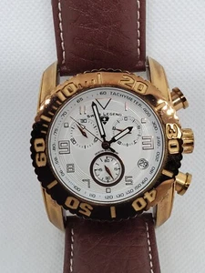 mens swiss legend, rotating bezel,chonogragh, white dial, 316L New Band,WORKING! - Picture 1 of 12
