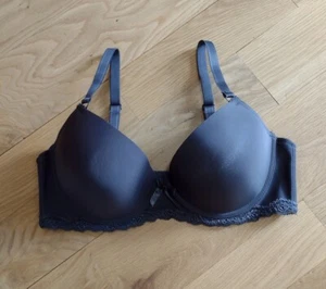 Felina RB056 38C grau gefüttert geformt Push Up Spitzendetail entbeint UW T-Shirt BH neu ohne Etikett - Bild 1 von 2