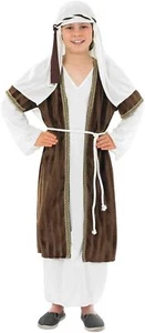 Kids Brown Shepherd Costume S - XL Boys Nativity Innkeeper Robe Christmas Xmas - Picture 1 of 7