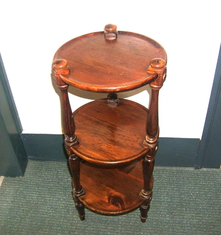 Vintage Ethan Allen Round 3-Tier Shelf End Table Plant Stand Old Tavern Wood 28” Cover