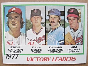 1978 Topps Baseball Karte #205 Steve Carlton/Jim Palmer 1977 Victory Leader - Bild 1 von 6
