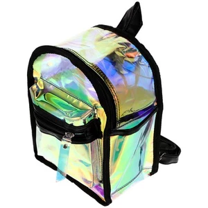 Holographic Reflective Bag Sequins School Bag Clear School Backpack - Picture 1 of 12