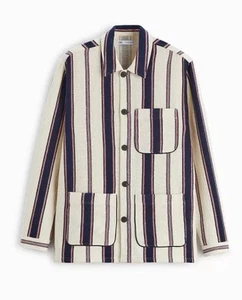 Zara Striped Textured Overshirt Long Sleeve Button Up Shirt Jacket Men Sz Medium - Picture 1 of 14