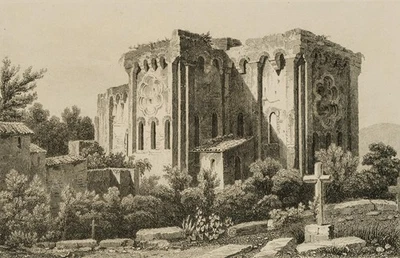 LEMAITRE (*1797) nach VORMSER (19.Jhd), Blick auf die Kirche von Royat, Sst. - Bild 1 von 4