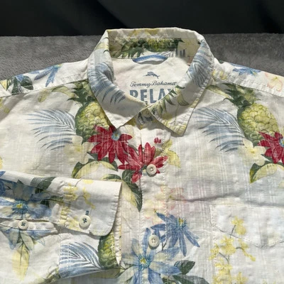 Tommy Bahama Shirt Mens Extra Large Linen Floral White Relax Office Casual - Image 1 of 4