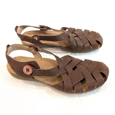 Sandalias para mujer EARTH Belita de cuero marrón con tiras Huarache Fisherman talla 8 Foto 1 de 4