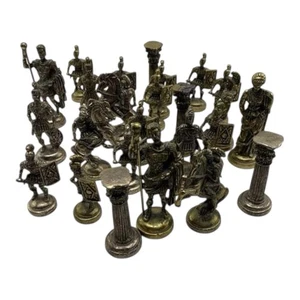 Vintage Roman Soldier Chess Pieces 25 Brass Figures 2–3”, One Missing Head - Bild 1 von 20