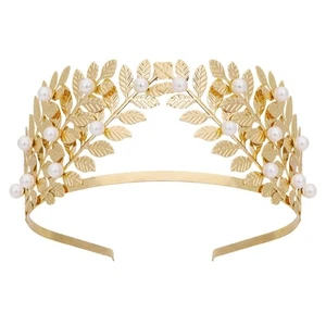 Elegant Pearls Leaf Bridal Hair Vine Metal Headpiece For Wedding Ceremony - Picture 1 of 8