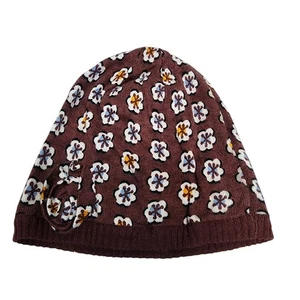 Lila Vera Bradley Beanie Seide Kaschmirmischung Blumen Mütze - Bild 1 von 3