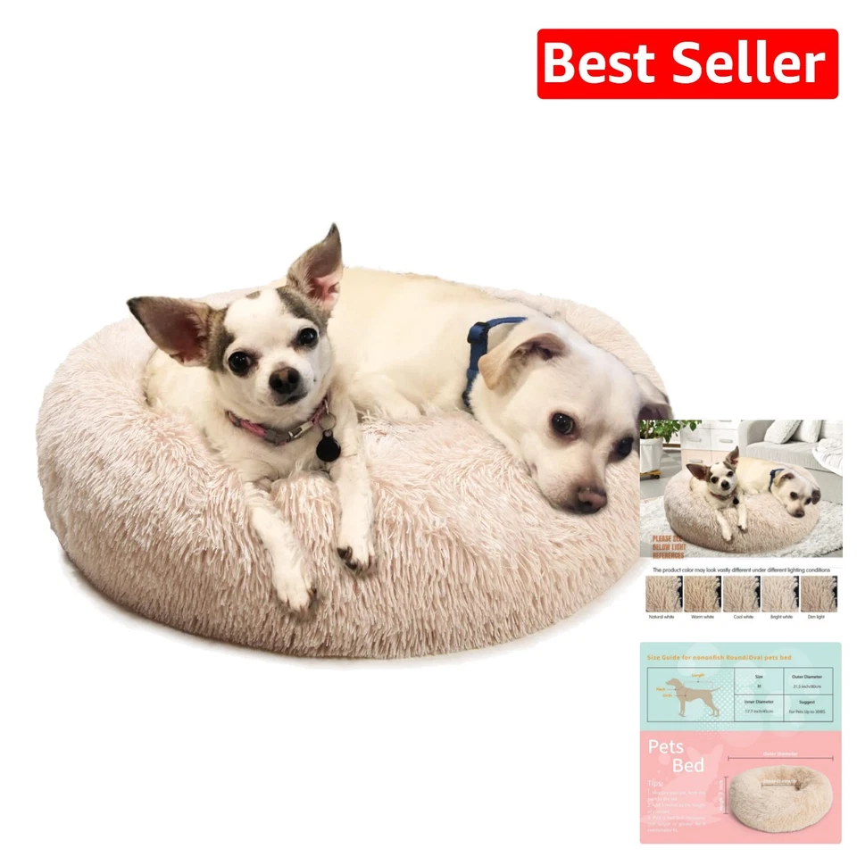 Cama hipoalergénica para perros con fondo antideslizante - acogedora y lavable a máquina, beige Foto 1 de 4