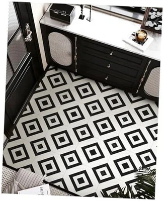  Peel and Stick Floor Tile - PCS Vinyl 11.8" x 11.8" 20 White & Black Marble - Image 1 of 4