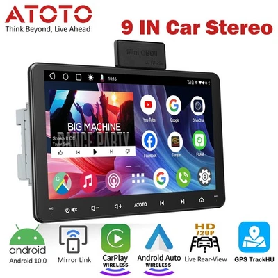 ATOTO A6 IPS AI Android 9 Pollici Autoradio GPS Wirelss Android Auto OBD Scanner - Immagine 1 di 4