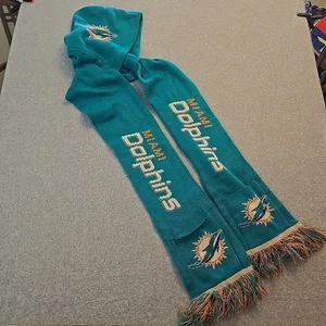 Miami Dolphins Hooded w/ Pockets Scarf NFL Football Blue - Picture 1 of 7