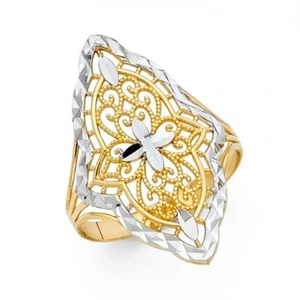 14K yellow gold D/C Marquise ring EJRG1832 - Picture 1 of 2