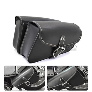 Retro Motorcycle Leather Side Saddle Bag Tool Pouch Left Right Luggage Panniers - Bild 1 von 11