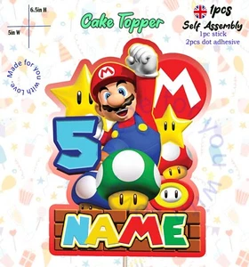 Cake Topper PERSONALIZZATO tema Super Mario Mario Rospo Mario COLORI VIVACI V2 - Foto 1 di 2